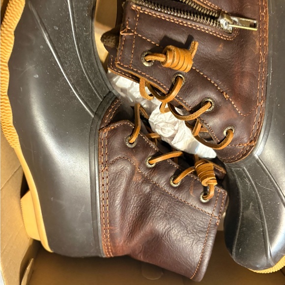 Sperry Shoes - Sperry Men's Black and Brown Leather Rain Boots